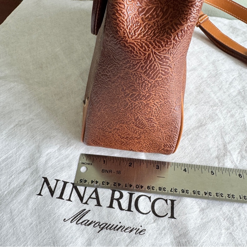 Nina Ricci Two-Tone Brown & Tan Leather Top-Handle Satchel with Shoulder Strap - Picture 9 of 12